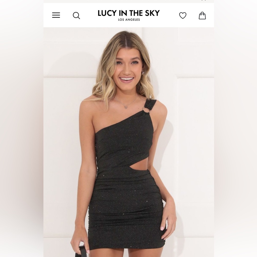 Lucy In The Sky One Shoulder Cut out dress in Shimmer